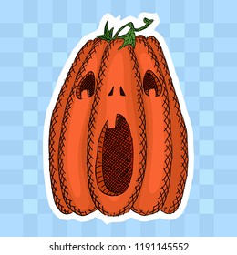 Halloween pumpkin sketch with open mouth.stock vector illustration