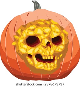 Halloween pumpkin skull carved decoration
