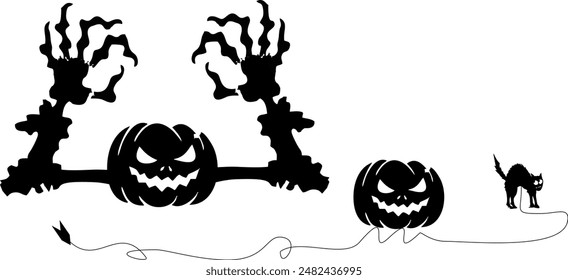 Halloween pumpkin skull vector silhouette