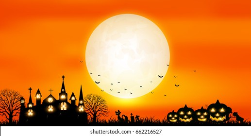 Halloween pumpkin sky background