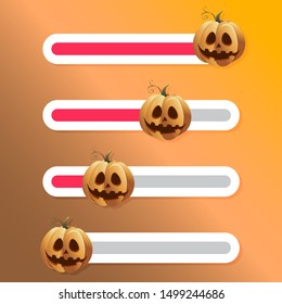 Halloween pumpkin, slider button for social story. Vector interface poll and comment to photo in network illustration