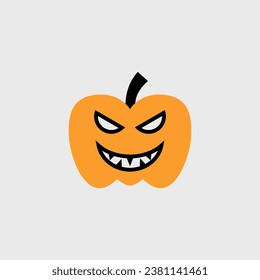 Halloween Pumpkin smile evil cartoon cute, simple illustration, halloween, spooky, scary.