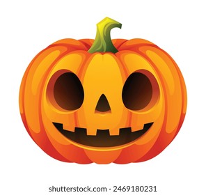 Halloween pumpkin with smile face. Jack o lantern. Vector cartoon character illustration