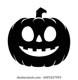 Halloween pumpkin with smile face. Jack o lantern. Vector cartoon character silhouette illustration