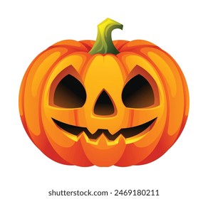 Calabaza de Halloween con cara de sonrisa. Ilustración de personaje de dibujos animados de Vector