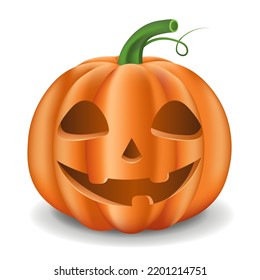 Halloween pumpkin smiles on a white background. Jack-o-lantern. Halloween attribute. Isolated vector illustration.