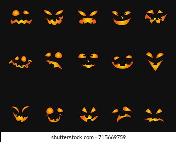 Halloween Pumpkin smileys icon background set