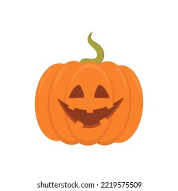 Halloween pumpkin with smiling face. Cartoon vector illustration isolated on white background