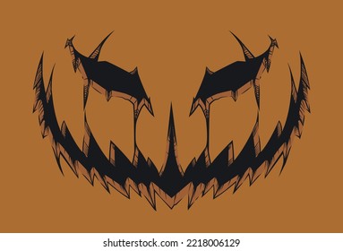 Halloween pumpkin smiling. vector illustration of pumpkin smile with gloomy look.