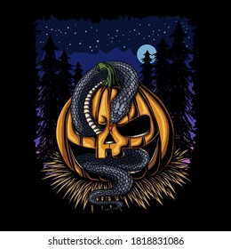 Halloween Pumpkin snake vector illustration for your company or brand