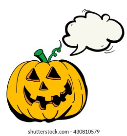 halloween pumpkin with speech bubble cartoon