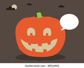 halloween pumpkin with speech bubble ready for your text
