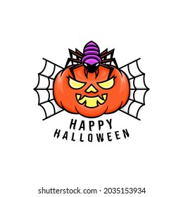 Halloween pumpkin with spider design vector
