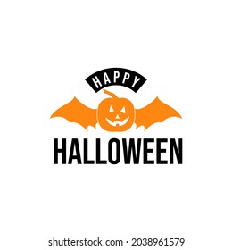 Halloween Pumpkin Spooky bat Mascot Logo design inspiration
