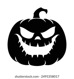 Calabaza de Halloween con cara de miedo. Jack o linterna. Ilustración de la silueta del personaje de dibujos animados de Vector