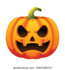 Halloween pumpkin with spooky face. Vector cartoon character illustration