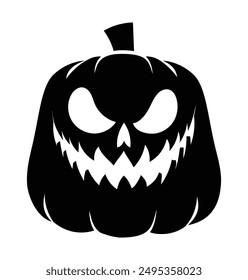 Calabaza de Halloween con cara de miedo. Ilustración de la silueta del personaje de dibujos animados de Vector