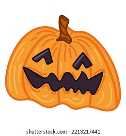 Halloween pumpkin, spooky jack o lantern isolated on white background.