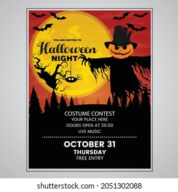 Halloween pumpkin spooky party template 