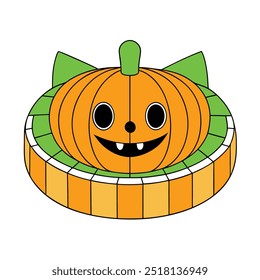 Halloween Pumpkin in Sports Stadium Vector Art.