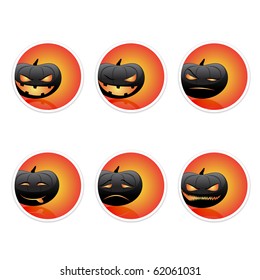 Halloween pumpkin stamps faces vector illustration