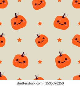 Halloween pumpkin and stars pattern