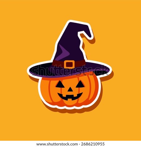 halloween pumpkin sticker use hat witch single object decorative