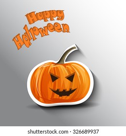 Halloween pumpkin - sticker vector illustration on grey background. EPS