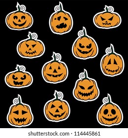 Halloween pumpkin stickers  - vector illustration