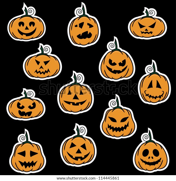Halloween Pumpkin Stickers Vector Illustration Stock Vector (Royalty ...