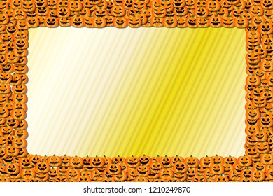 Halloween pumpkin, striped photo frame, scary face picture frame