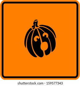 halloween pumpkin with surprised face sign