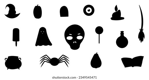 halloween pumpkin sweets bones black element set