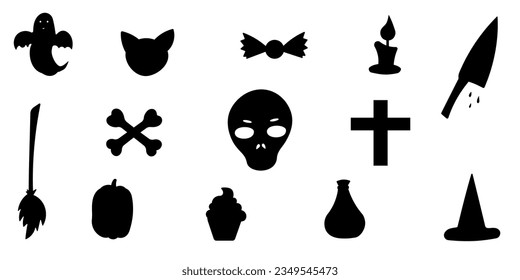 halloween pumpkin sweets bones black element set