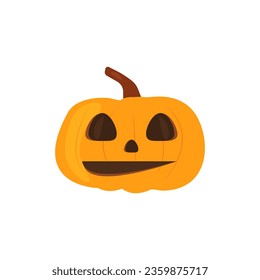 Halloween pumpkin, a symbol of the autumn Halloween holiday with a scary carved smile. Jack O'Lantern vector over white background, eps 10.
