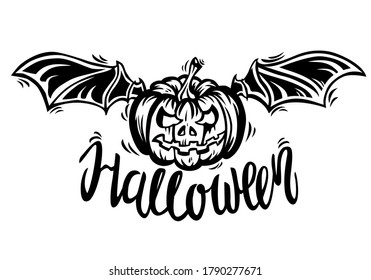 Halloween pumpkin symbol, logo design, vector illustration on isolated background.