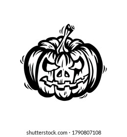 Halloween pumpkin symbol, logo design, vector illustration on isolated background.