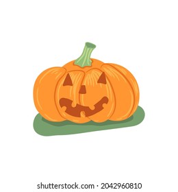 Calabaza de Halloween. Gracias. Plantilla para empaque, tarjeta de saludo, banner, afiche, impresión, diseño web. Ilustración vectorial dibujada a mano.