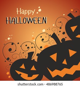 Halloween pumpkin with tendrils elements