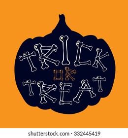 Halloween pumpkin with Text Inside. Halloween symbol. Vector illustration.