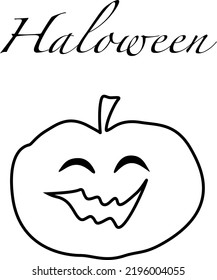 Halloween pumpkin and text. Isolated vector image