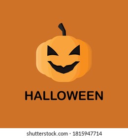 Halloween pumpkin and text on orange background 