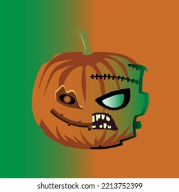 Halloween pumpkin that turns into a frankenstain