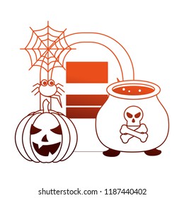 halloween pumpkin with tomb and set icons