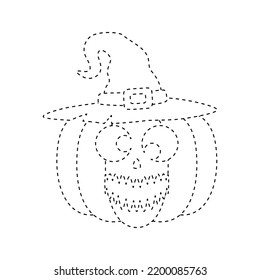 Halloween pumpkin tracing worksheet for kids