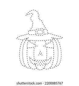Halloween pumpkin tracing worksheet for kids