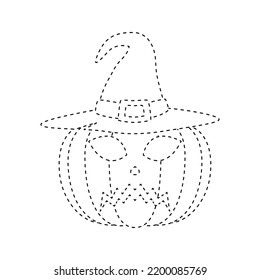 Halloween pumpkin tracing worksheet for kids