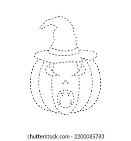 Halloween pumpkin tracing worksheet for kids