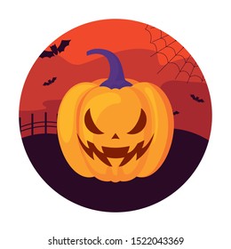 halloween pumpkin traditional icon vector illustration design