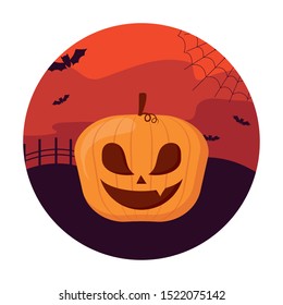 halloween pumpkin traditional icon vector illustration